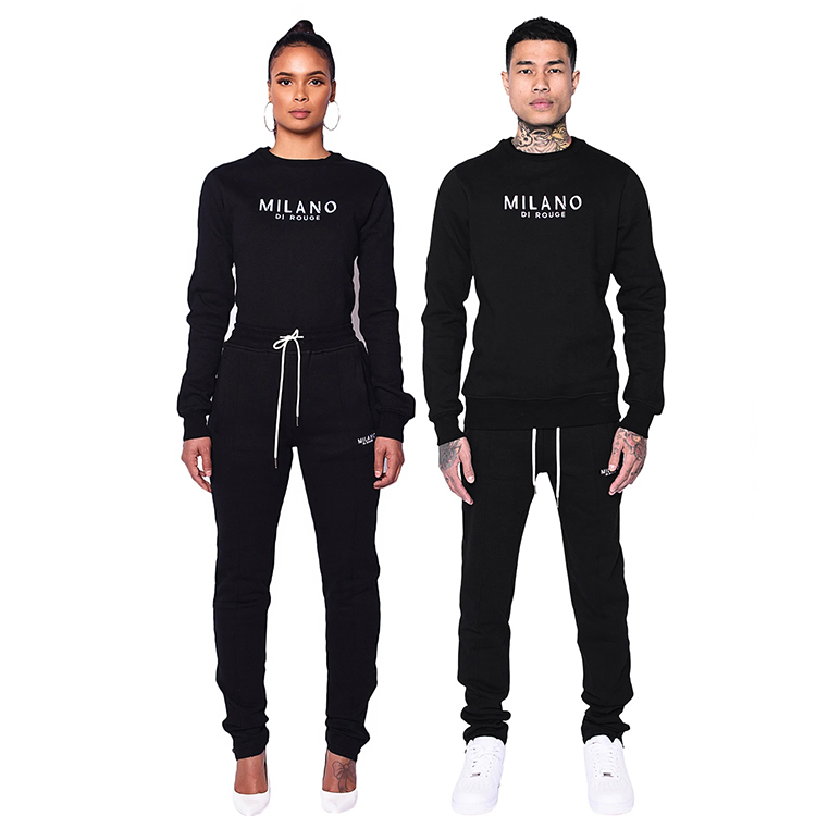 custom Round collar mens jogging sweat suits with logo wholesale plus size women set designer jogging suits slim fit tracksuits