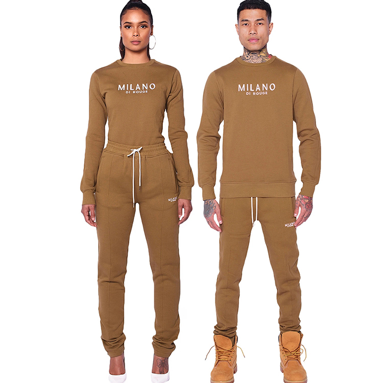 custom Round collar mens jogging sweat suits with logo wholesale plus size women set designer jogging suits slim fit tracksuits