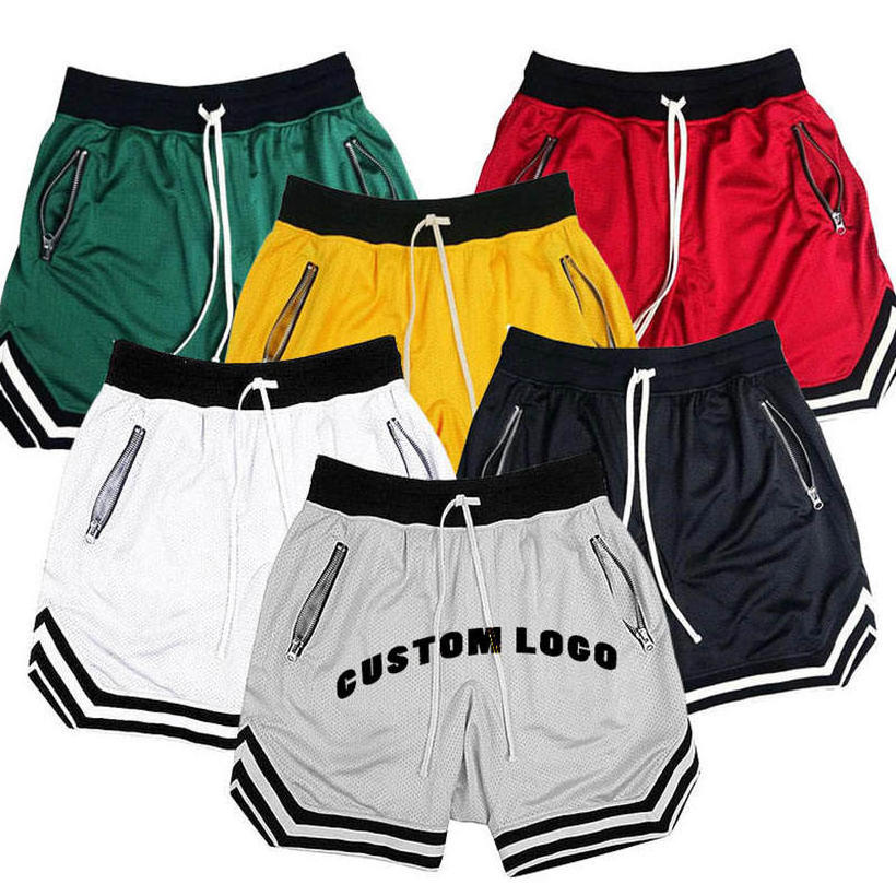 Custom logo dry-fit retro old school throwback polyester mesh zipper embroidered Magic just mens don basketball shorts