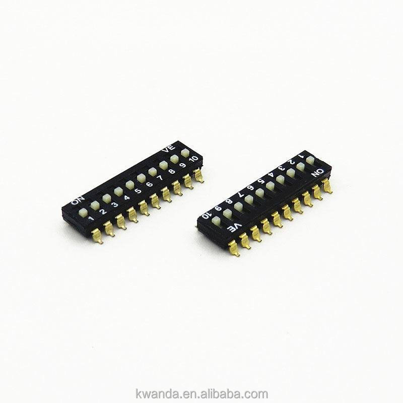 20 pin 10 position slide dip switch 2.54 pitch Au plated  0.7 knob 1~10 bit digital dip switch