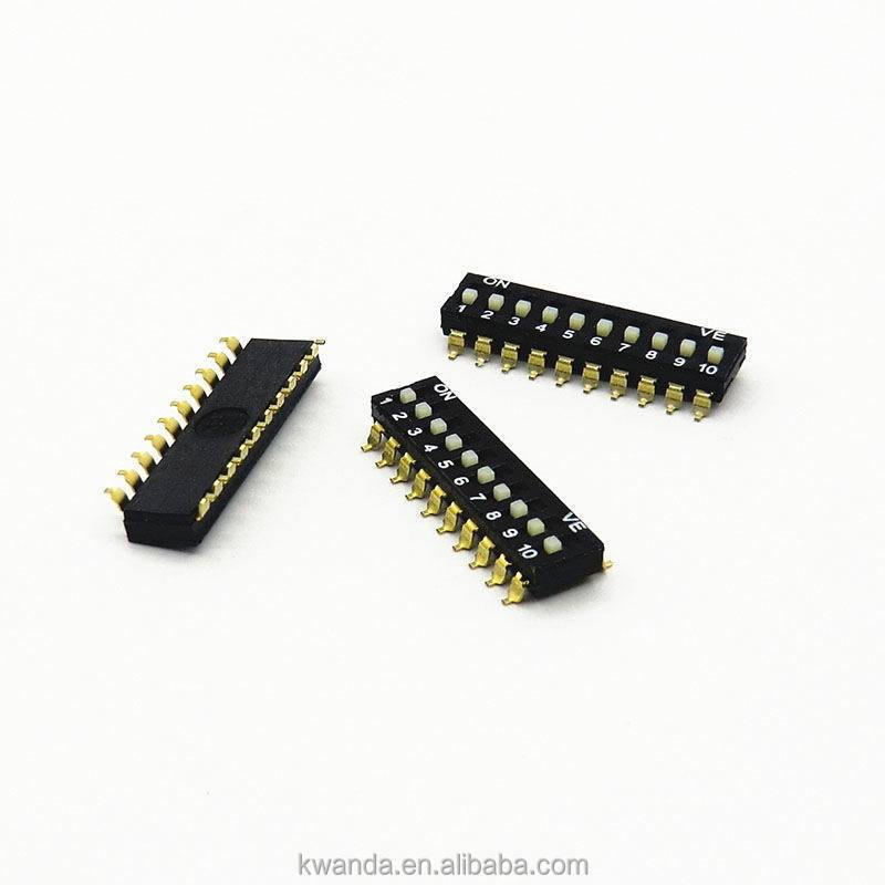 20 pin 10 position slide dip switch 2.54 pitch Au plated  0.7 knob 1~10 bit digital dip switch