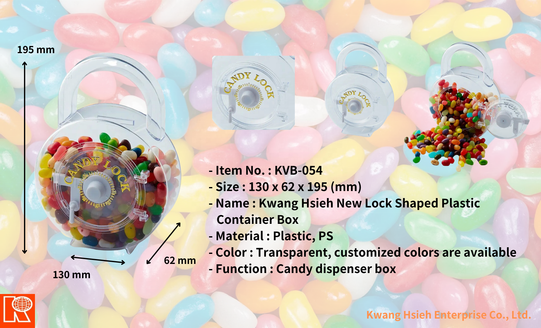 Kwang Hsieh New Lock Shape Clear Plastic Candy Box