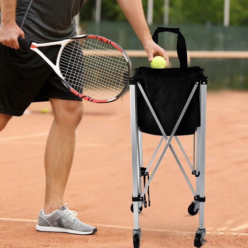 TY-1002G Tennis Ball Basket with Wheel Tennis Hopper Cart Holds 150 Balls Picking up Ball Collector Tennis