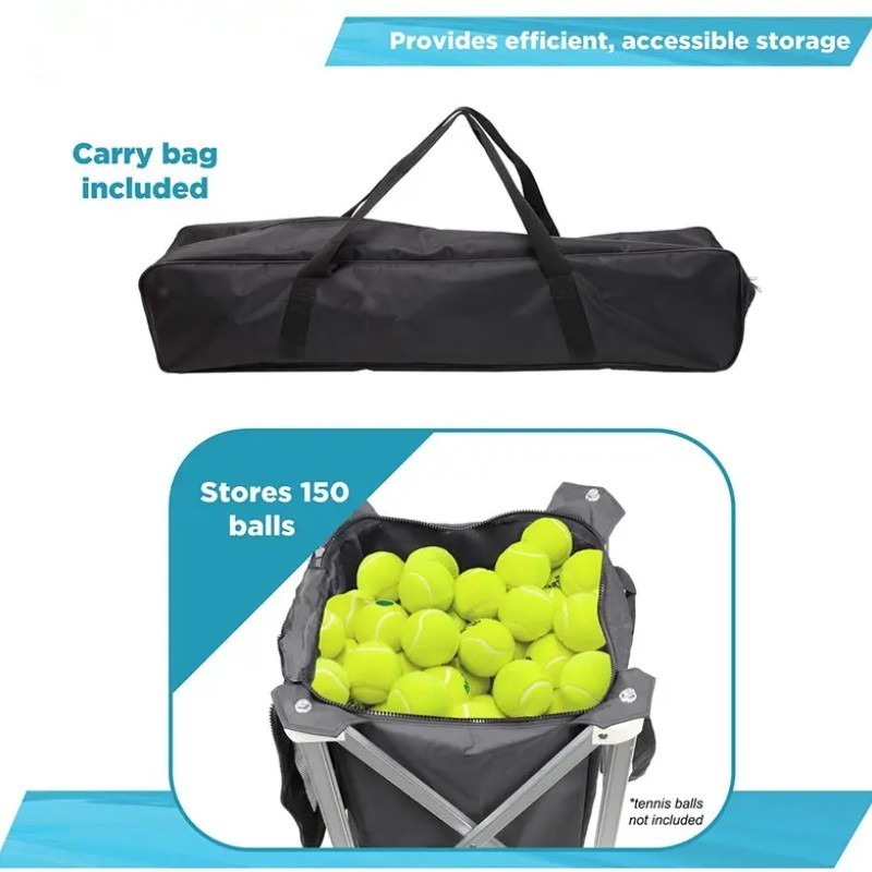 TY-1002G Tennis Ball Basket with Wheel Tennis Hopper Cart Holds 150 Balls Picking up Ball Collector Tennis