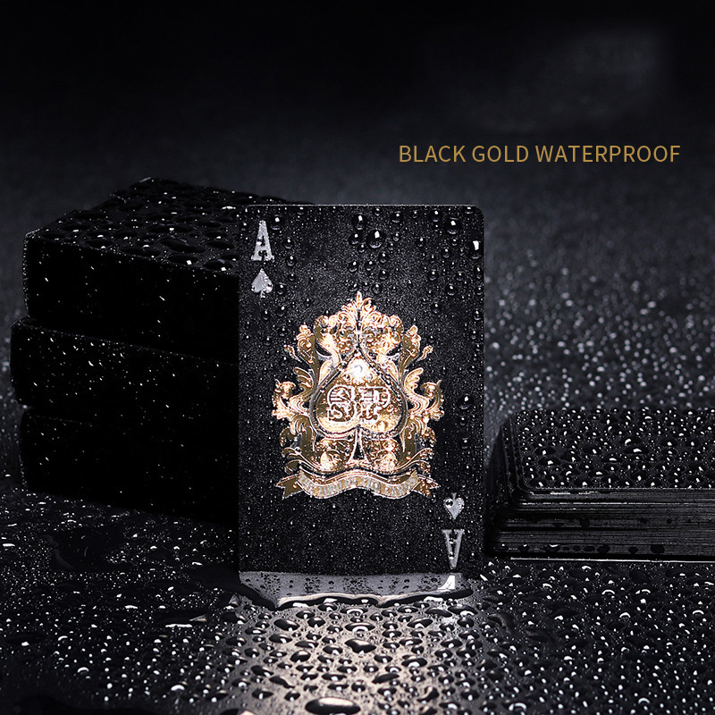 Great Flexibility and Durability Standard black foil Poker Cards Game Waterproof Playing Cards