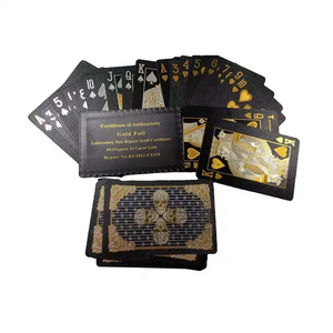 Cool new design skull printed gold foil playing cards customized entertainment game deck waterproof plastic black poker