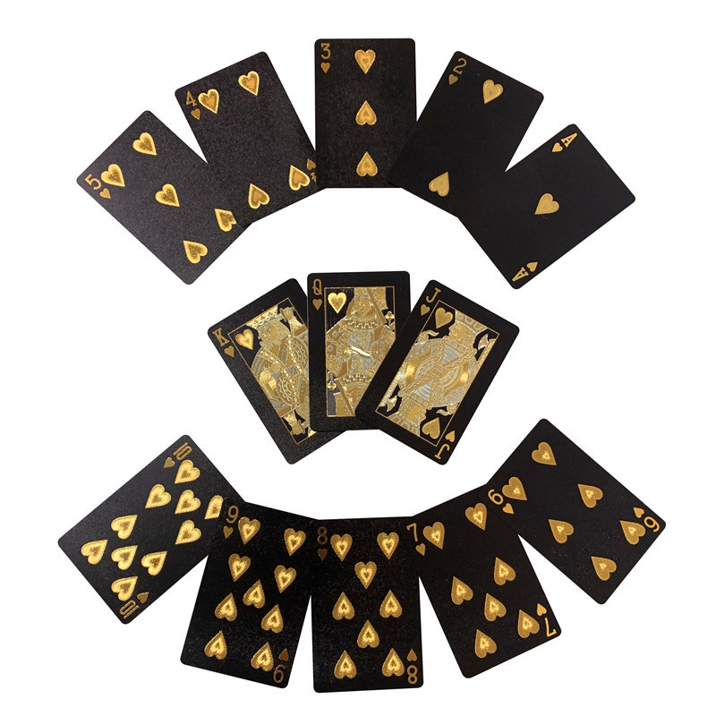 Low Pirice Personalized Custom Waterproof Black Foil Poker Creative Black Gold Playing Poker Cards