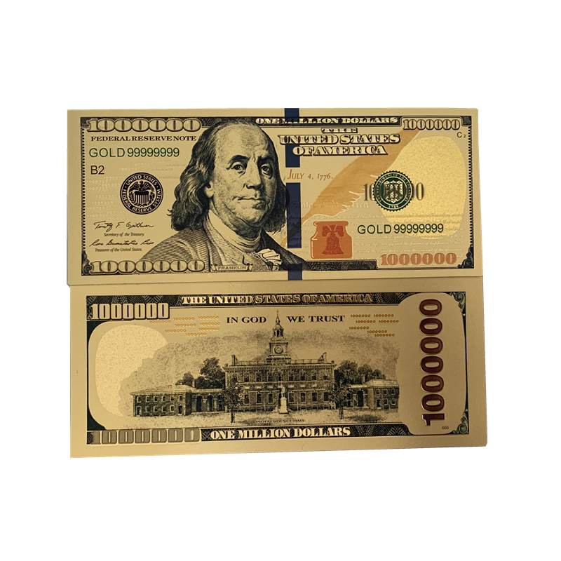 USA million dollar money gold design 1000000 dollar bills currency pure 24k gold foil banknote