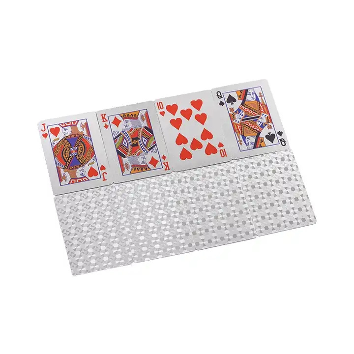 Custom 3.7*5.6cm 24pack Silver Foil Mini Playing Cards Set Travel Portable Small Creative Playing Cards for  Entertainment