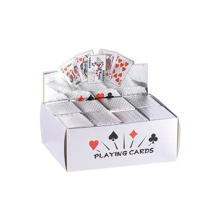 Custom 3.7*5.6cm 24pack Silver Foil Mini Playing Cards Set Travel Portable Small Creative Playing Cards for  Entertainment