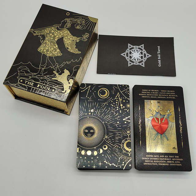 New Custom Wholesale Board Game Deck Printing Sliver Gold Pink Gold Foil Tarot Cards With Box and Guidebook