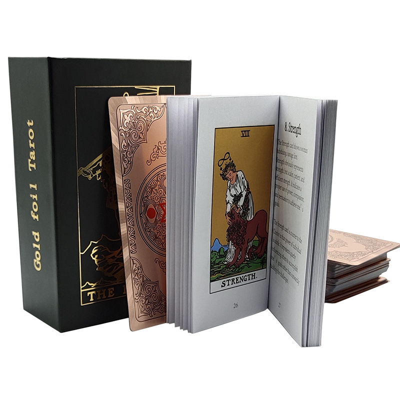 New Custom Wholesale Board Game Deck Printing Sliver Gold Pink Gold Foil Tarot Cards With Box and Guidebook