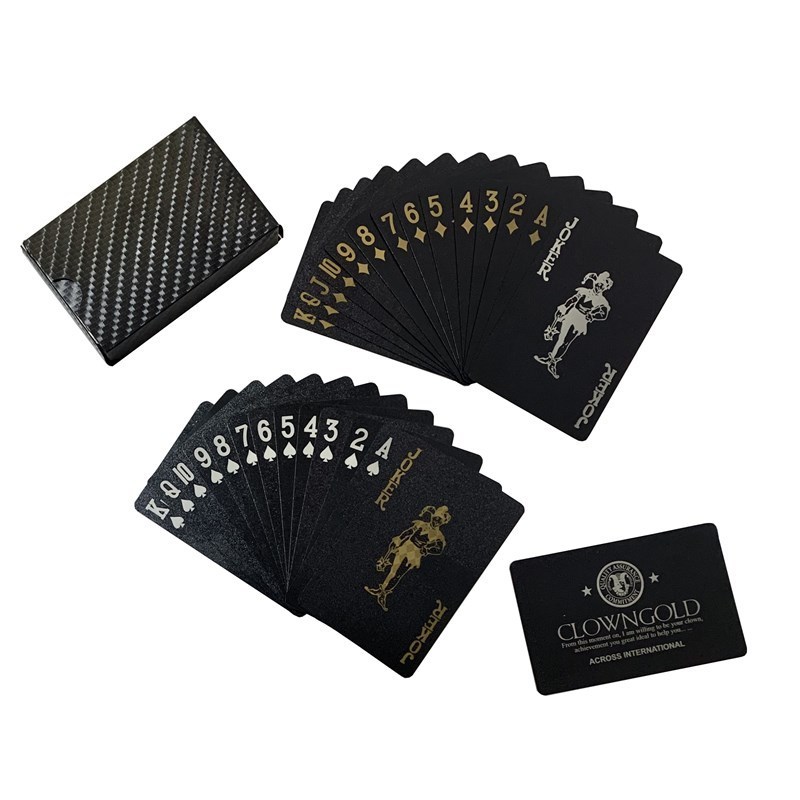 Custom printing PVC poker cards waterproof diamond black foil playing cards with silver color printing