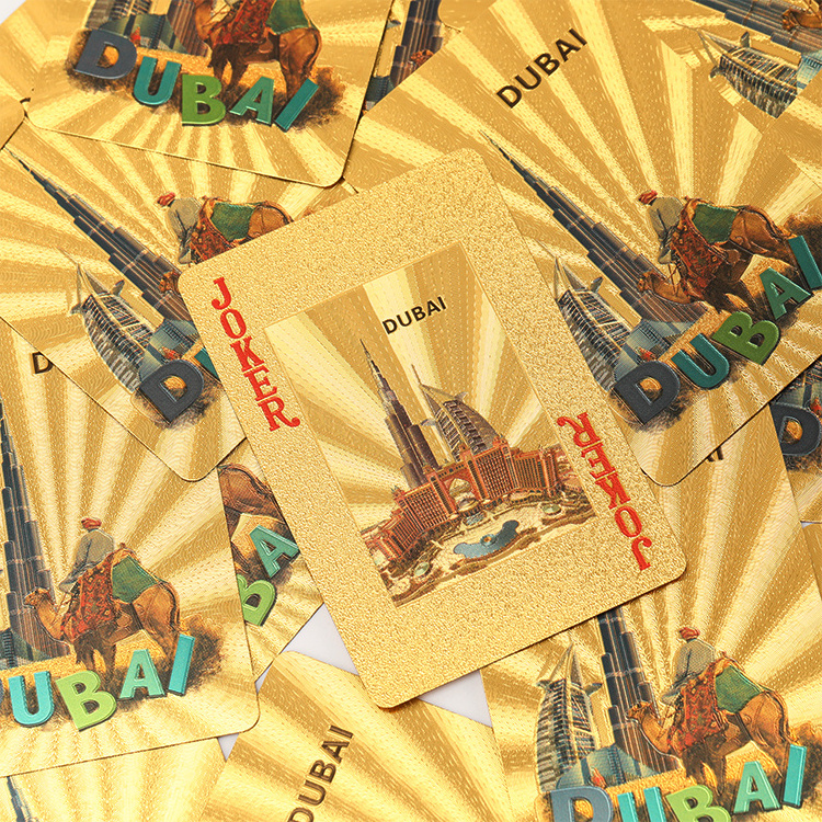 Dubai Burj Khalifa Tower Printed Custom Playing Cards With Box Souvenir Poker Burj Al Arab Gold Playing Cards 24k