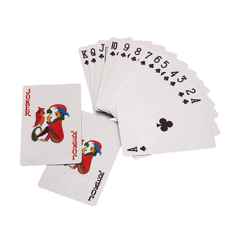 Waterproof Playing Cards OEM Promotional Christmas Plastic Customize Silver Plated Foil Playing Cards