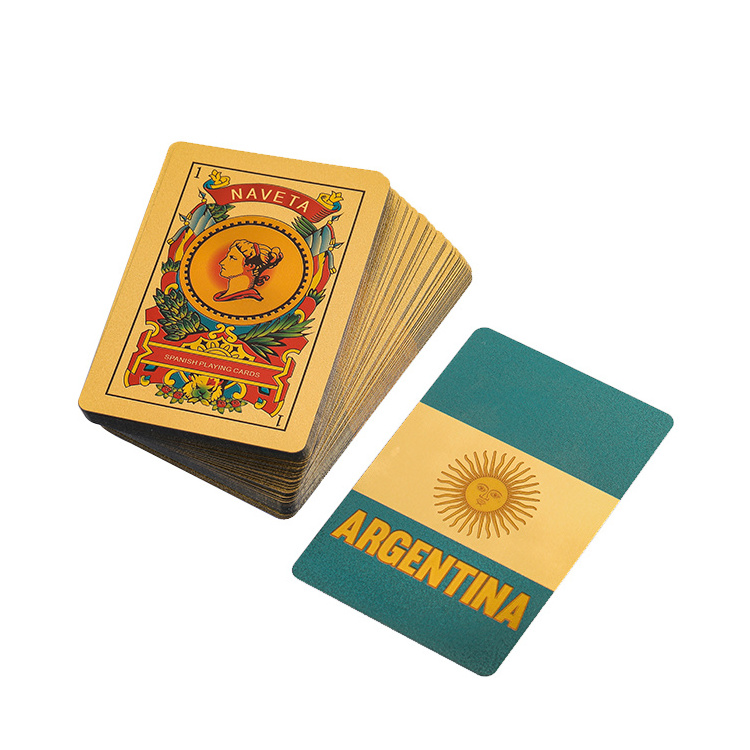 Customized Argentina Gold Deck of Card 24K Poker Smooth 100% Waterproof Spanish Gold Foil Plated Playing Poker Cards