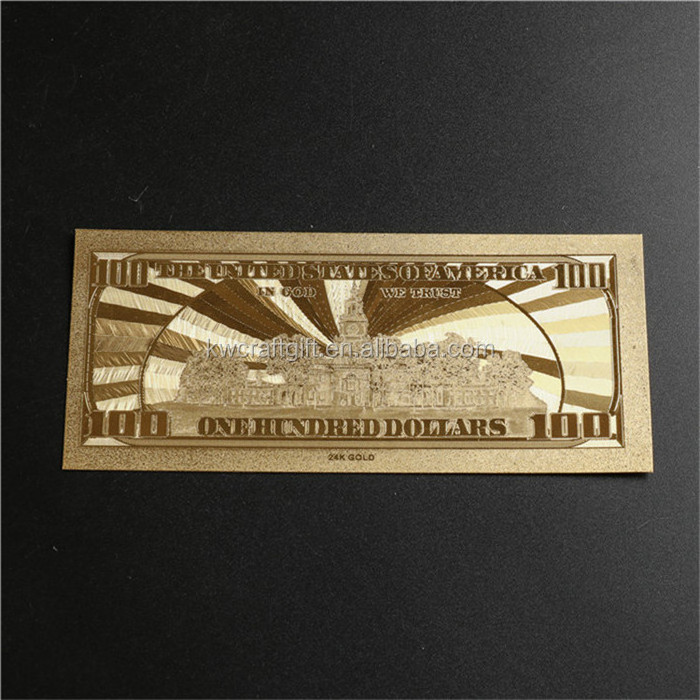 24K Gold Banknote embossing US Dollar 100 Bill money