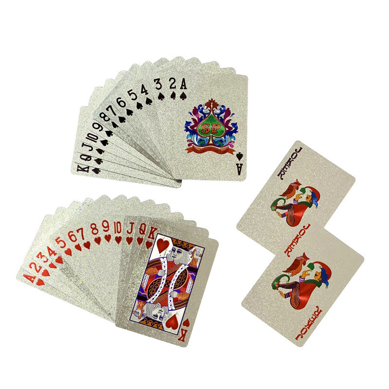 Laser effect one hundred dollar SILVER  foil playing cards $100 plastic poker for party game