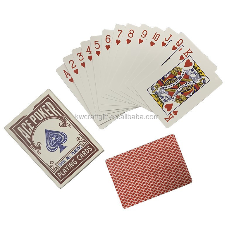 Professional deck of plastic playing cards with red paper cardboard box POKER game PET poker cards manufacturer