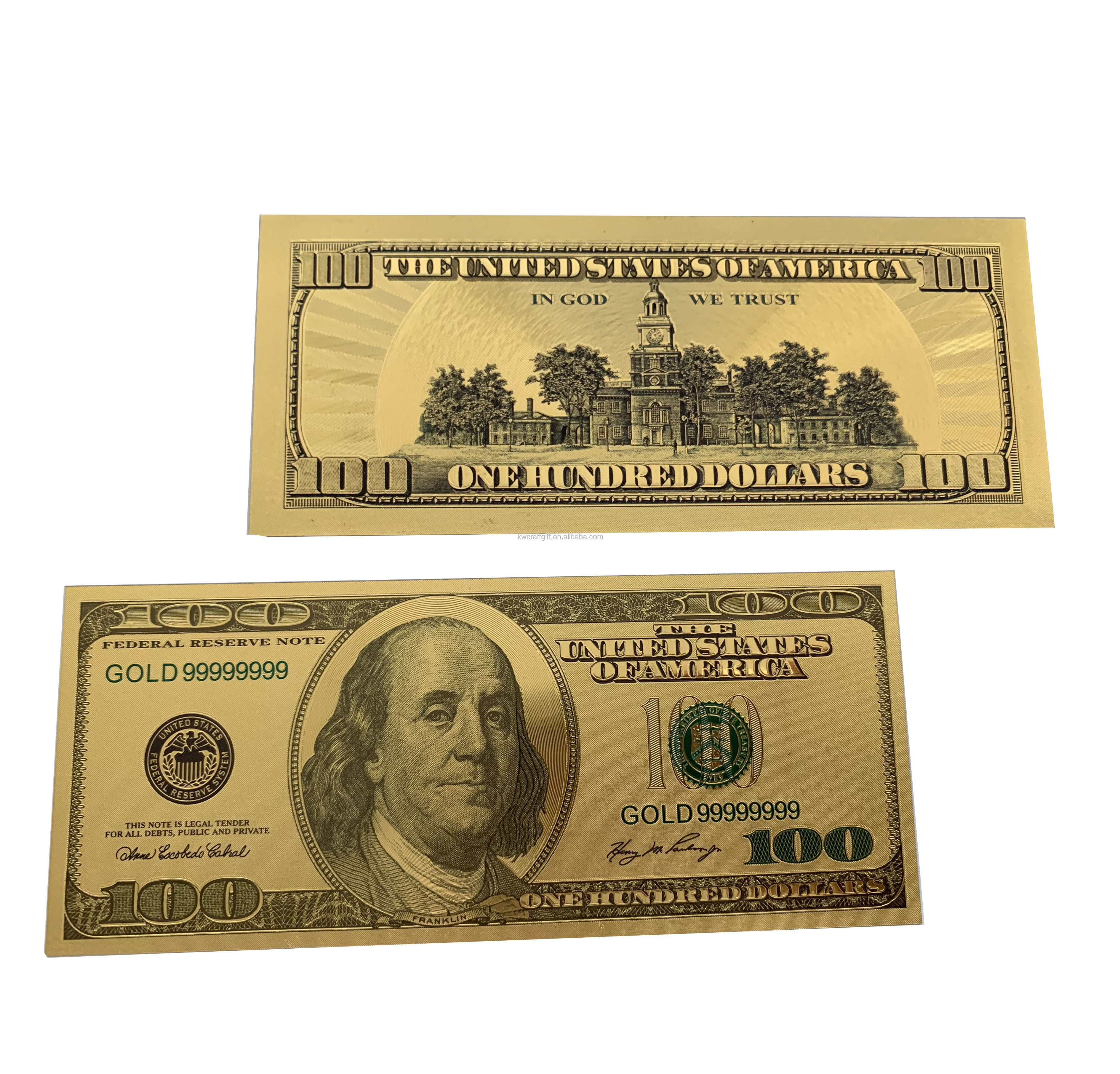 Waterproof USA one hundred dollar gold design $100 dollar bills currency gold foil banknote