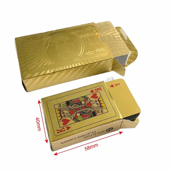 mini size card 999 gold foil 100 dollar playing cards 24k gold foil plated poker