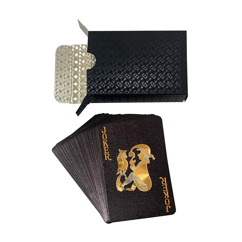 Low Pirice Personalized Custom Waterproof Black Foil Poker Creative Black Gold Playing Poker Cards