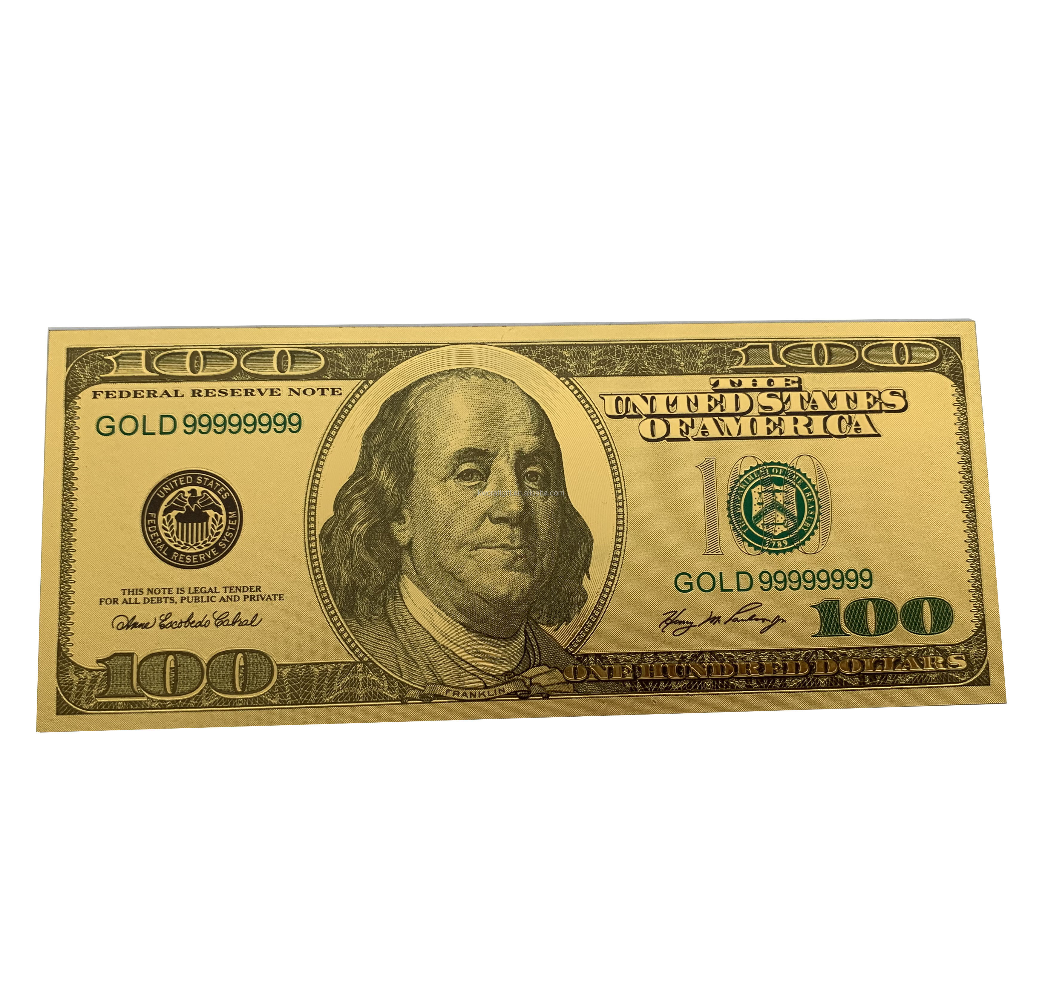 Waterproof USA one hundred dollar gold design $100 dollar bills currency gold foil banknote