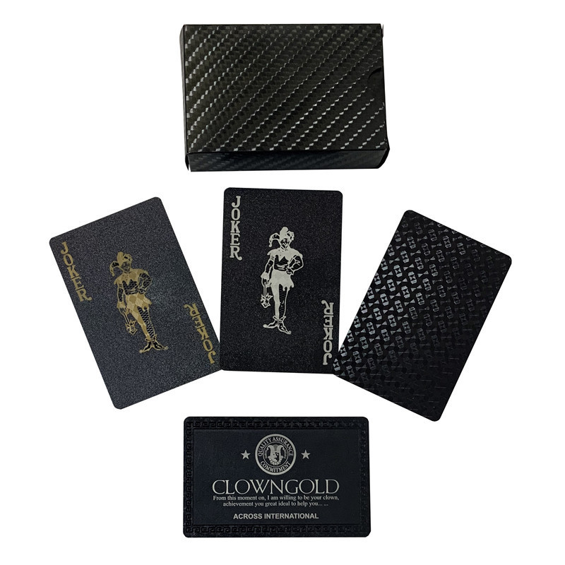 Custom printing PVC poker cards waterproof diamond black foil playing cards with silver color printing