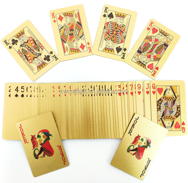 Durable Waterproof Playing Cards Plastic Gold Foil Golden Poker Cards Manufacturer for game