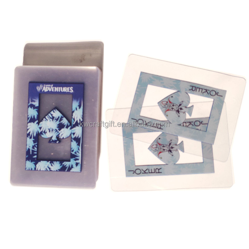 ADVENTURES WATERPROOF custom clear playing cards with transparent box PVC customize playing poker cards