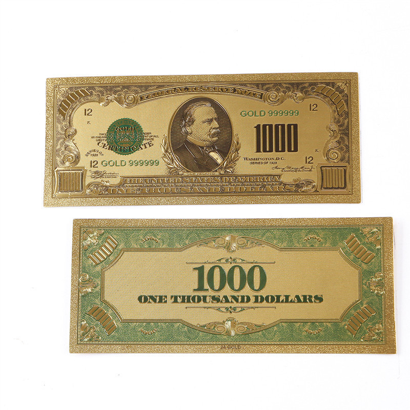 Business gift USA currency collection 500 1000 5000 dollars 24k gold foil banknote