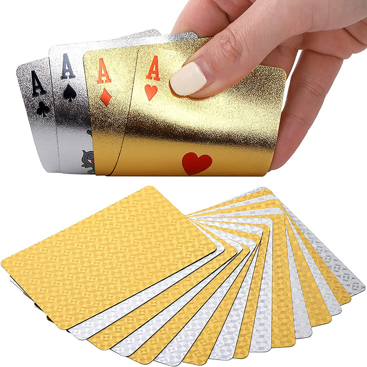 Durable Waterproof Playing Cards Plastic Gold Foil Golden Poker Cards Manufacturer for game