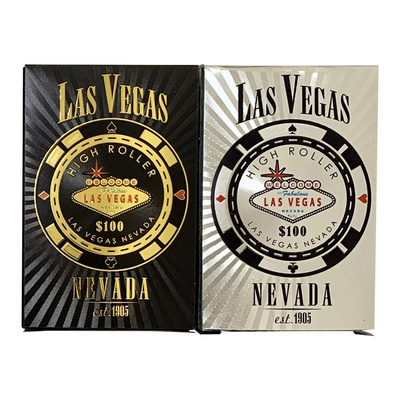 Plastic poker LAS VEGAS  NEVADA waterproof silver foil plated plastic playing cards thickness in metal box