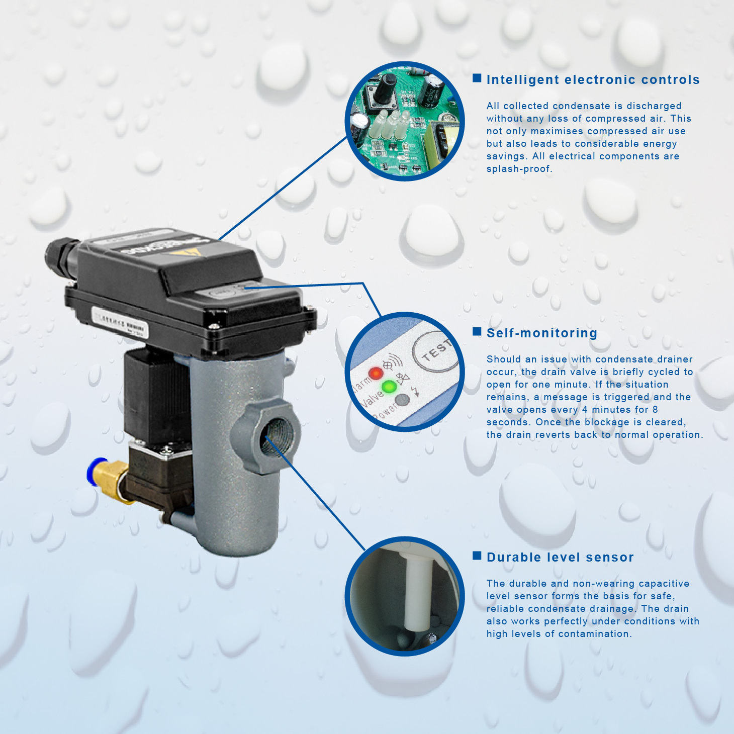 Zero Loss Electronic Drain Valve  replacement for Atlas Copco 8102043885 Bekomat-12 Automatic Trap