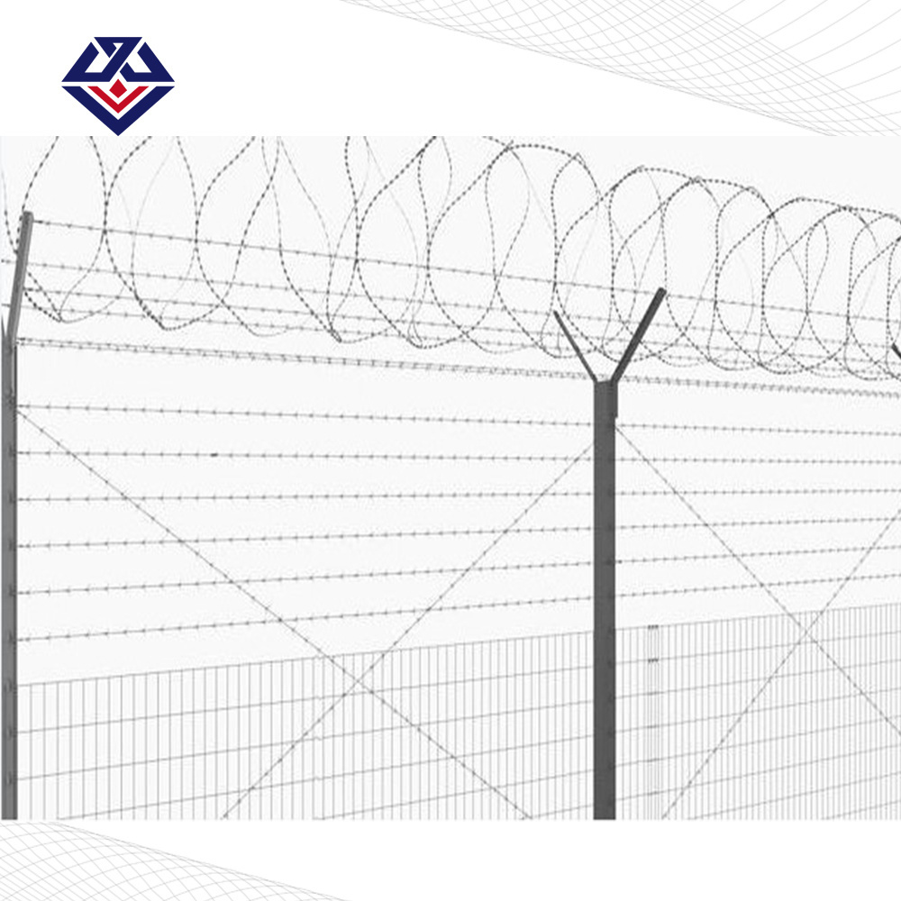 cross razor pvc coated barbed wire flat arm for livestock pens price in bangladesh