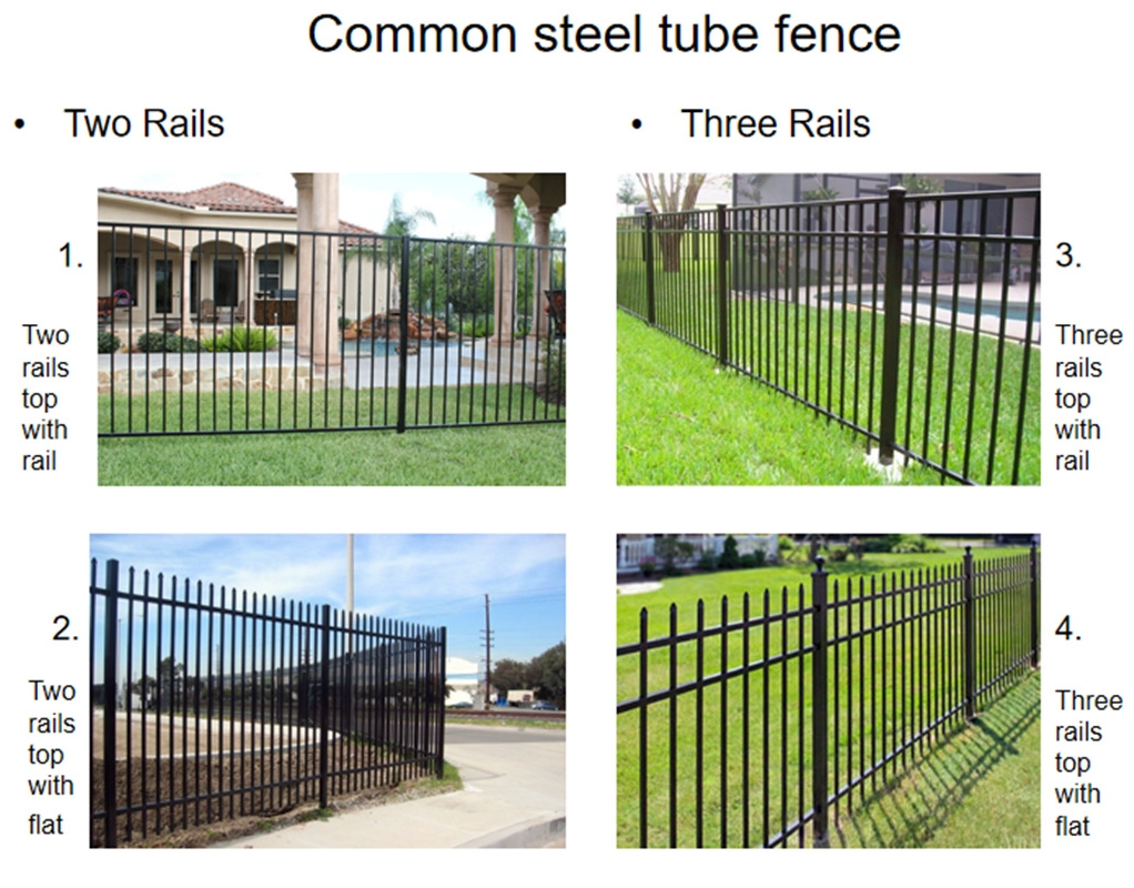 Black coated heavy duty steel palisade metal safety fence gate wrought iron