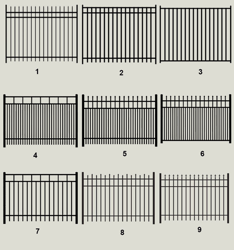 Black coated heavy duty steel palisade metal safety fence gate wrought iron