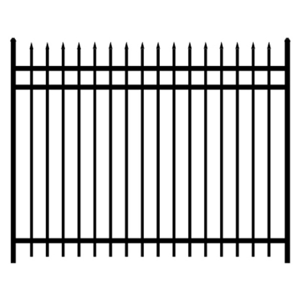 Black coated heavy duty steel palisade metal safety fence gate wrought iron