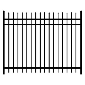 Black coated heavy duty steel palisade metal safety fence gate wrought iron