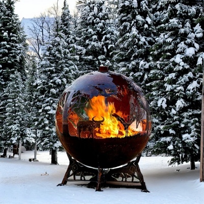 Custom Metal Globe Firepit Fire Ball Garden Decoration Camping Corten Steel Sphere Fire Pit