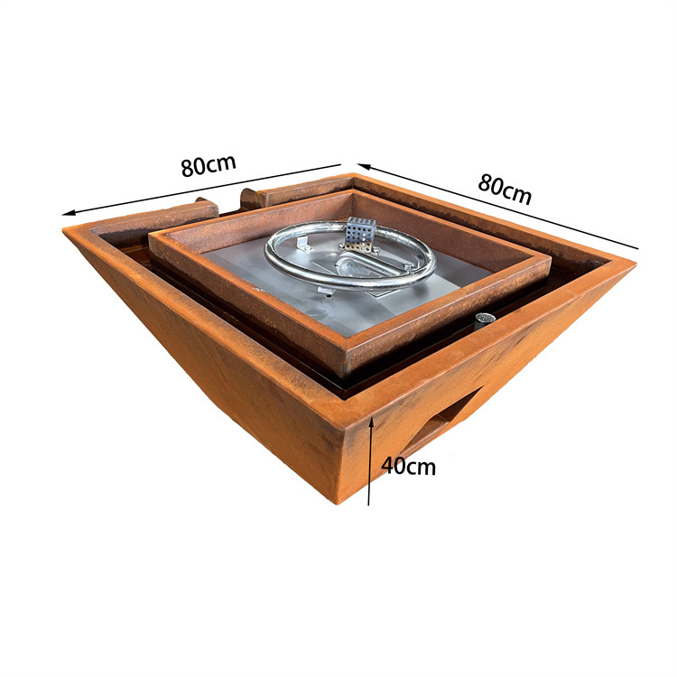 Outdoor Propane Pool Fire Pit Bowls Corten Steel Natural Gas Fire and Water Bowl