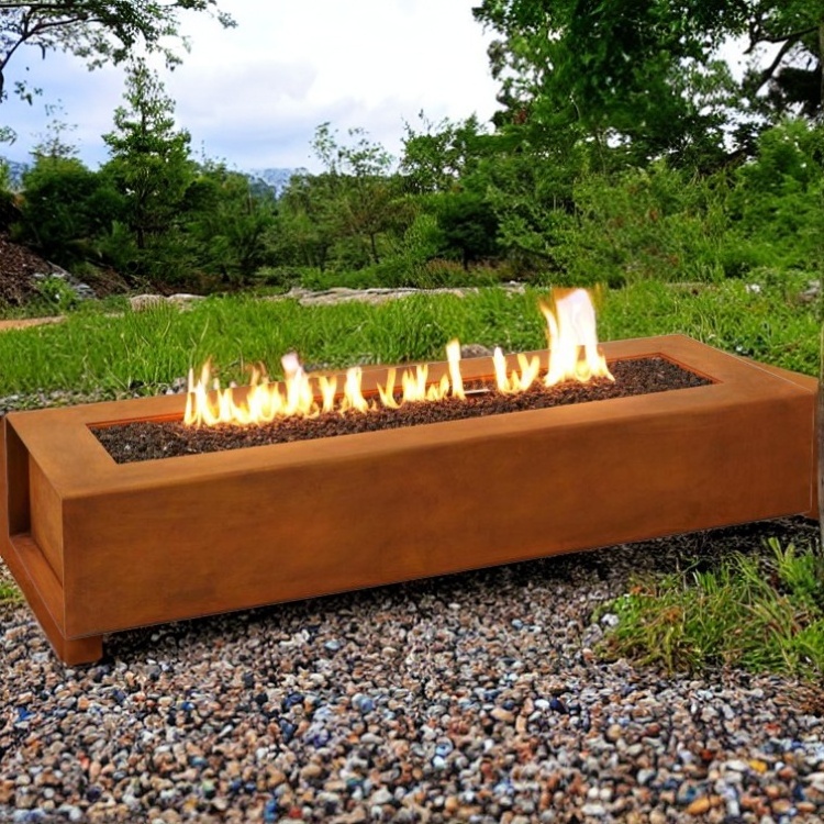 Rust Steel Outdoor Propane Fire Pits Burner Smokeless Gas Fire Place Corten Steel Natural Gas Fire Pit Table