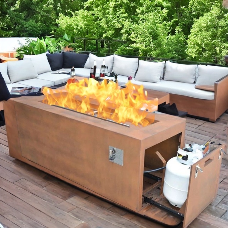 Natural Gas Fire Pits Smokeless Propane Firepit Burner Corten Steel Outdoor Gas Fire Pit Table