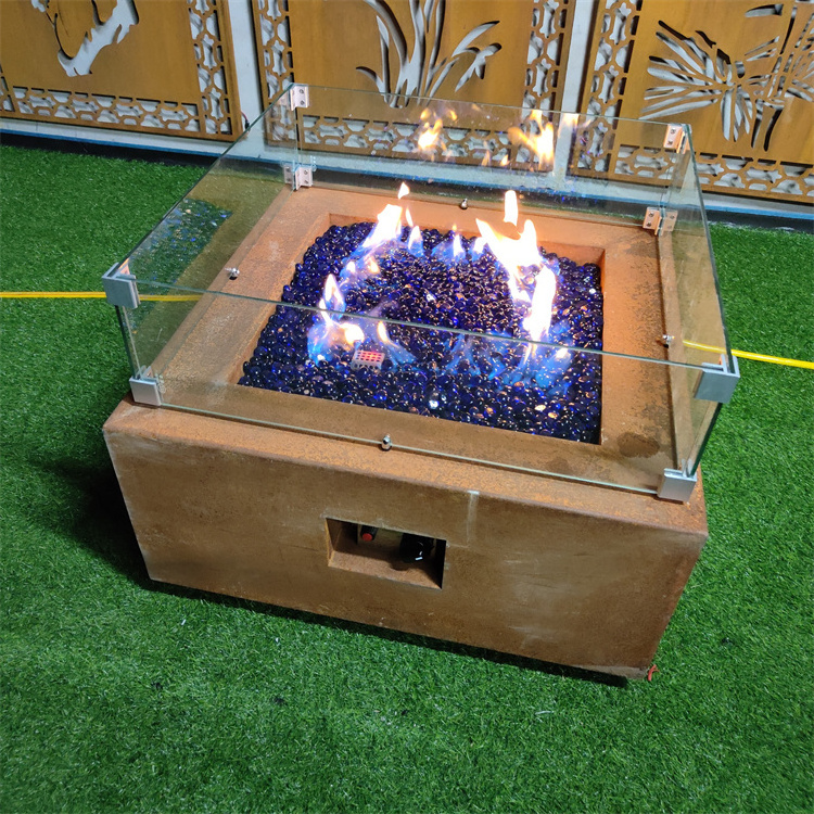 Rust Steel Outdoor Propane Fire Pits Burner Rectangular Gas Fire Place Corten Steel Natural Gas Fire Pit Table