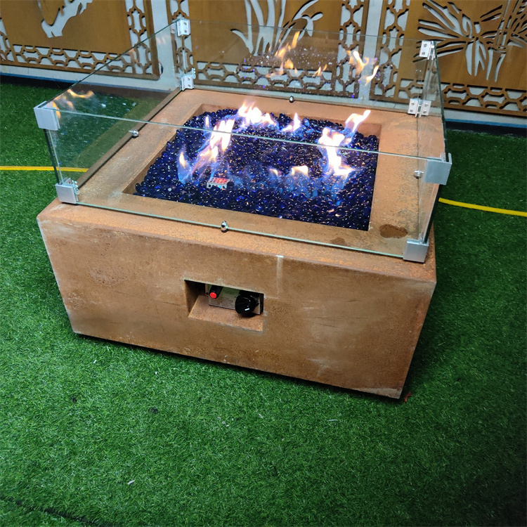 Garden Decor Gas Firepit Kit Propane Fire Pit Table Outdoor Heating Corten Steel Natural Gas Fire Pit Burner