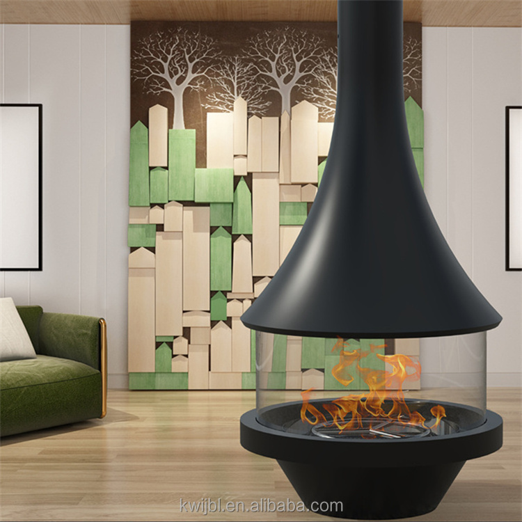 Morden Indoor Wood Burning Suspended Hanging Fireplaces Ceiling Mounted Gas Floating Fireplace