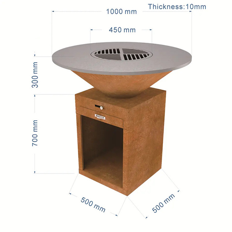 Wood Burning Metal Corten Steel Fire Pit Barbecue Grills Outdoor Steel Bowls Fire Pits BBQ Barbecue Corten