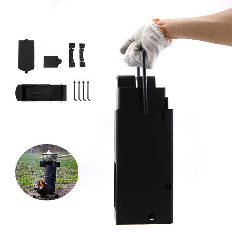 Outdoor Portable Wood Burning Camping Stove Heater Collapsible Mini Rocket Stove