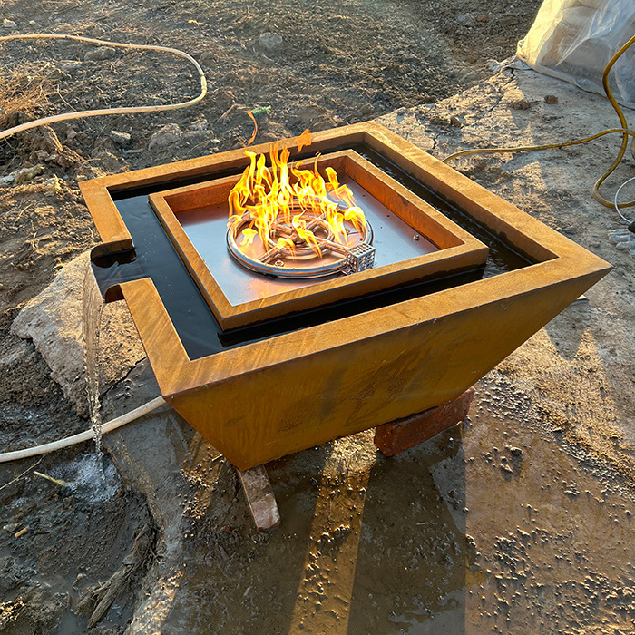 Outdoor Propane Pool Fire Pit Bowls Corten Steel Natural Gas Fire and Water Bowl