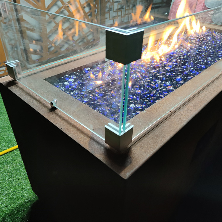 New Garden Decor Square Gas Burner Propane Fire Pit Table Outdoor Heating Corten Steel Outdoor Gas Fire Pit Burner